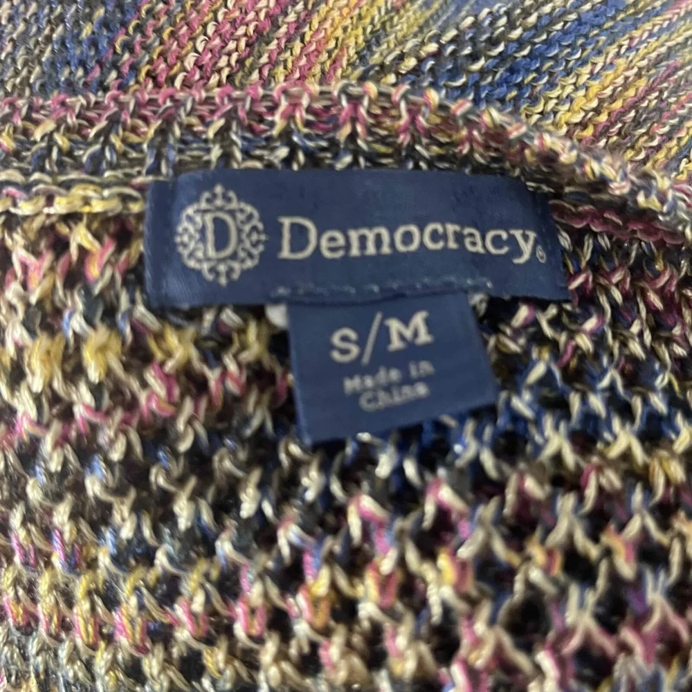 Rainbow Multicolor Vneck Crochet Pattern Loose Fit Boho Poncho‎ Small Medium